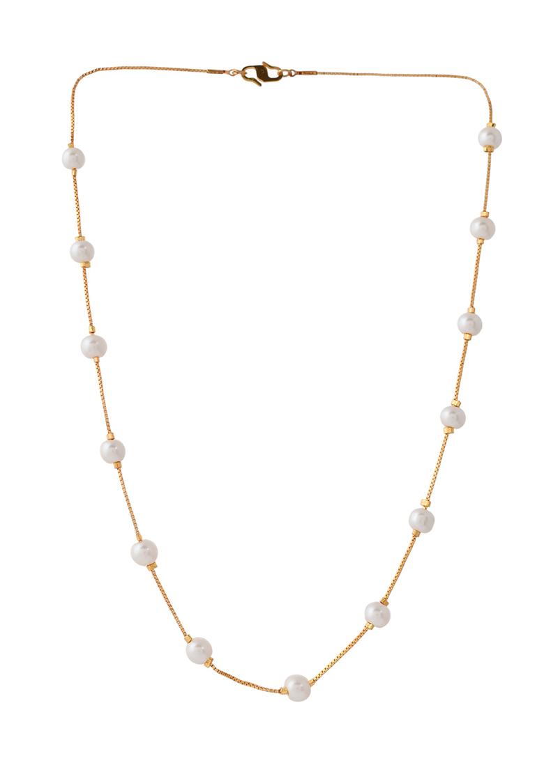 Elegant Gold Plated Pearl Chain Necklace  And  Timeless And Classic