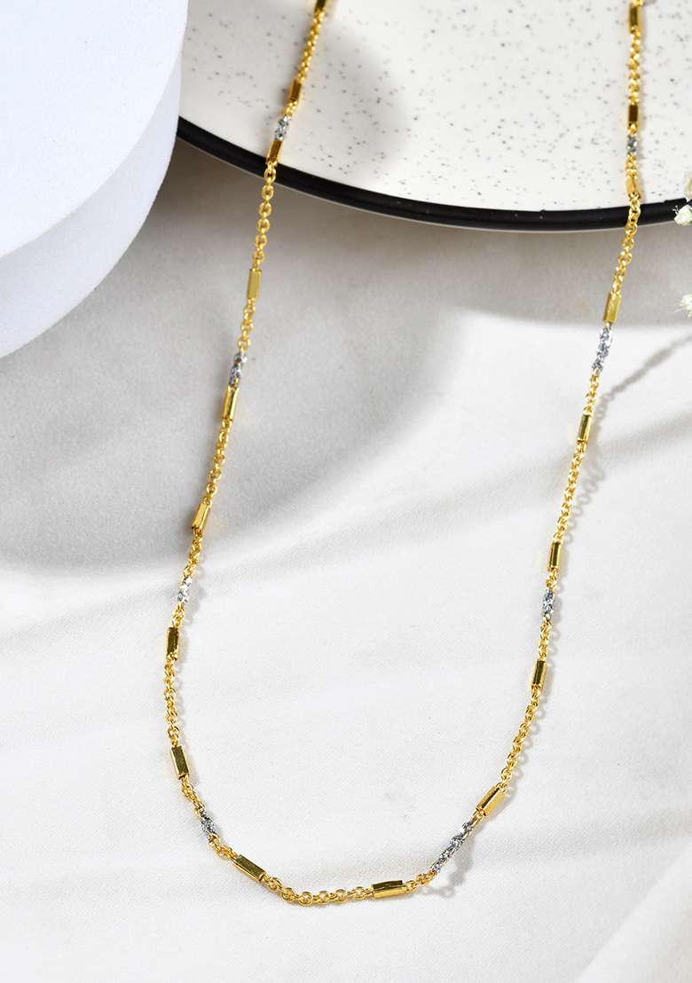 Elegant Gold Tone Dual Tone Textured Chain For Men And Women - Indya