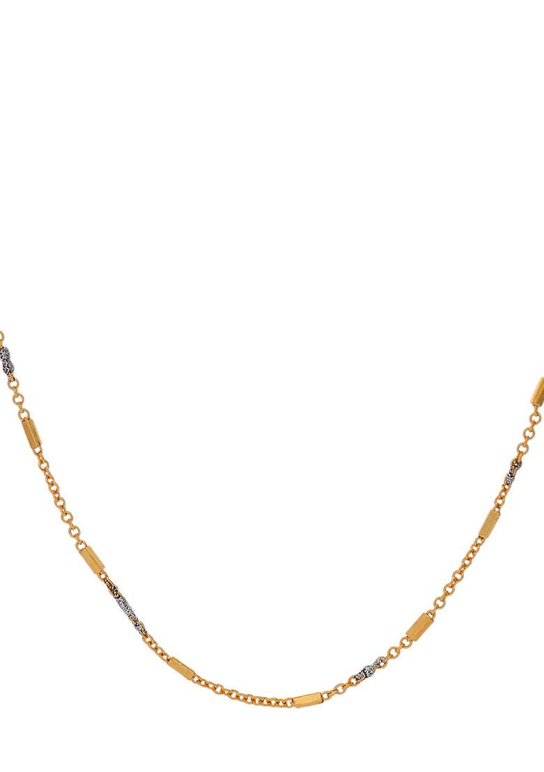 Elegant Gold Tone Dual Tone Textured Chain For Men And Women - Indya