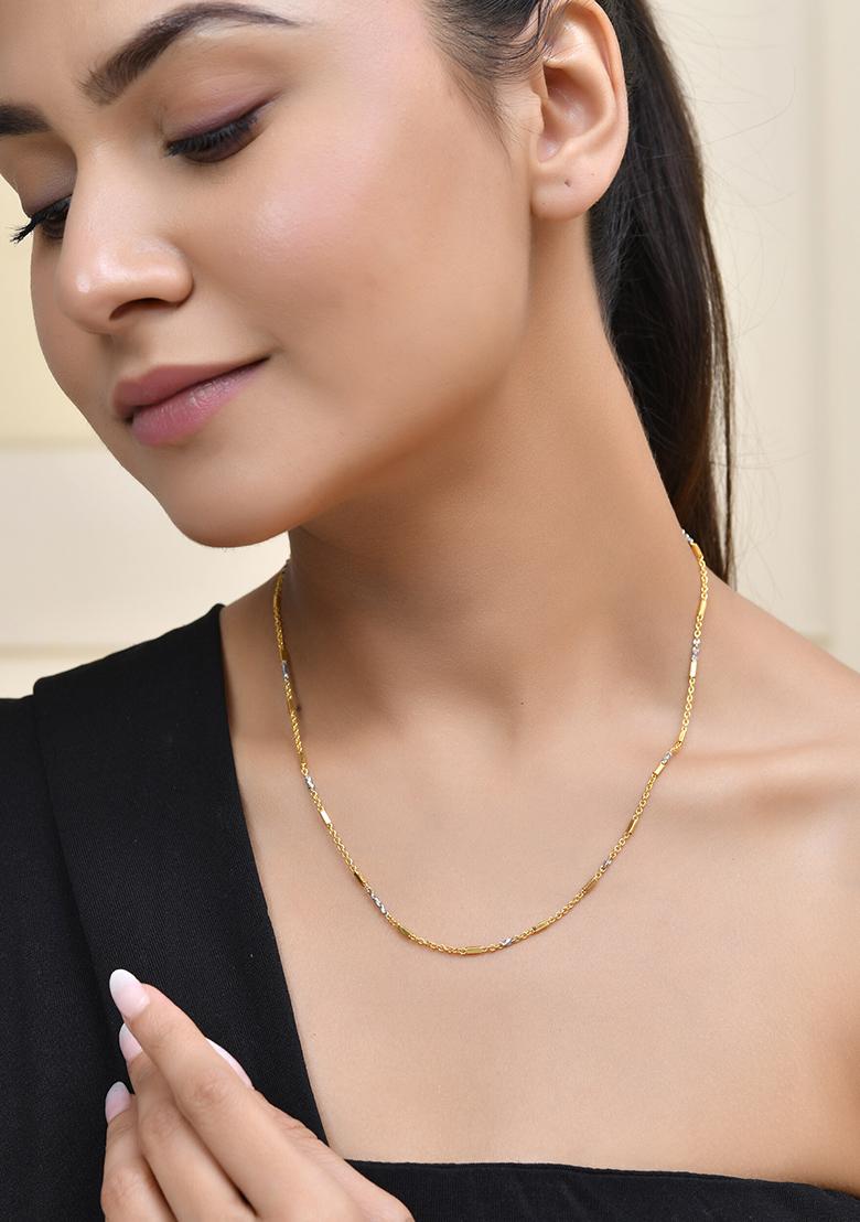 Elegant Gold Tone Dual Tone Textured Chain For Men And Women