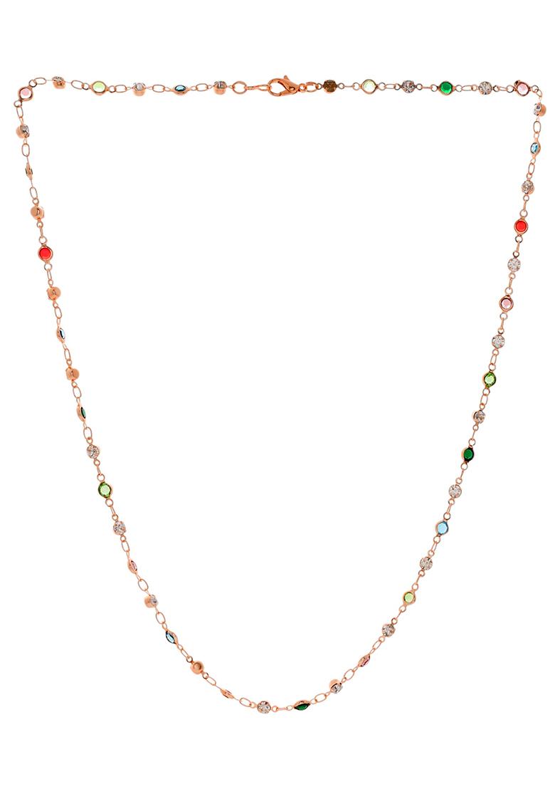 Exquisite Gold Tone Multi Stone Embellished Chain For Men And Women