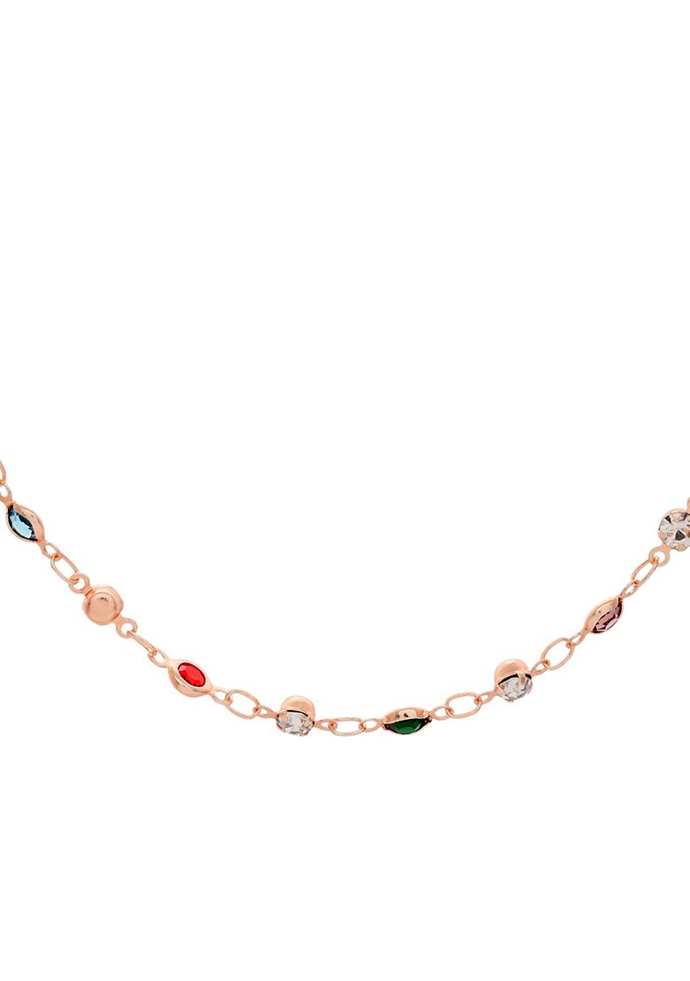 Exquisite Gold Tone Multi Stone Embellished Chain For Men And Women
