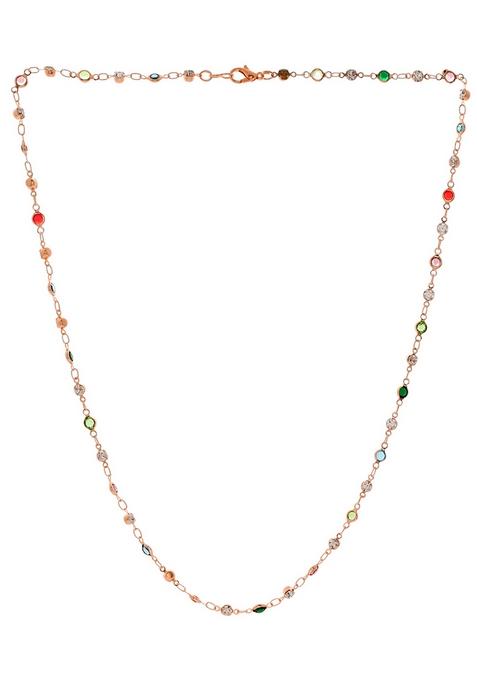 Exquisite Gold Tone Multi Stone Embellished Chain For Men And Women