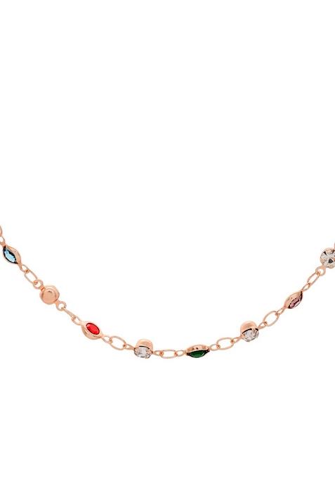 Exquisite Gold Tone Multi Stone Embellished Chain For Men And Women