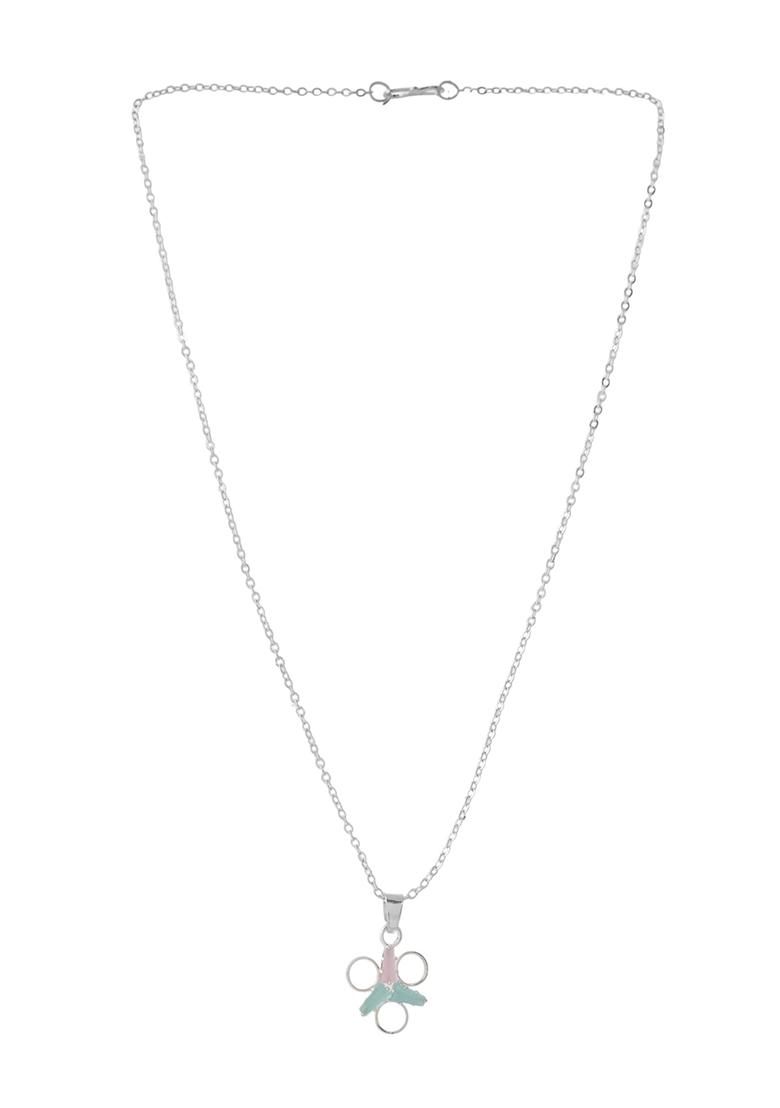 Elegant Silver Tone Butterfly Pendant Chain For Women And Girls