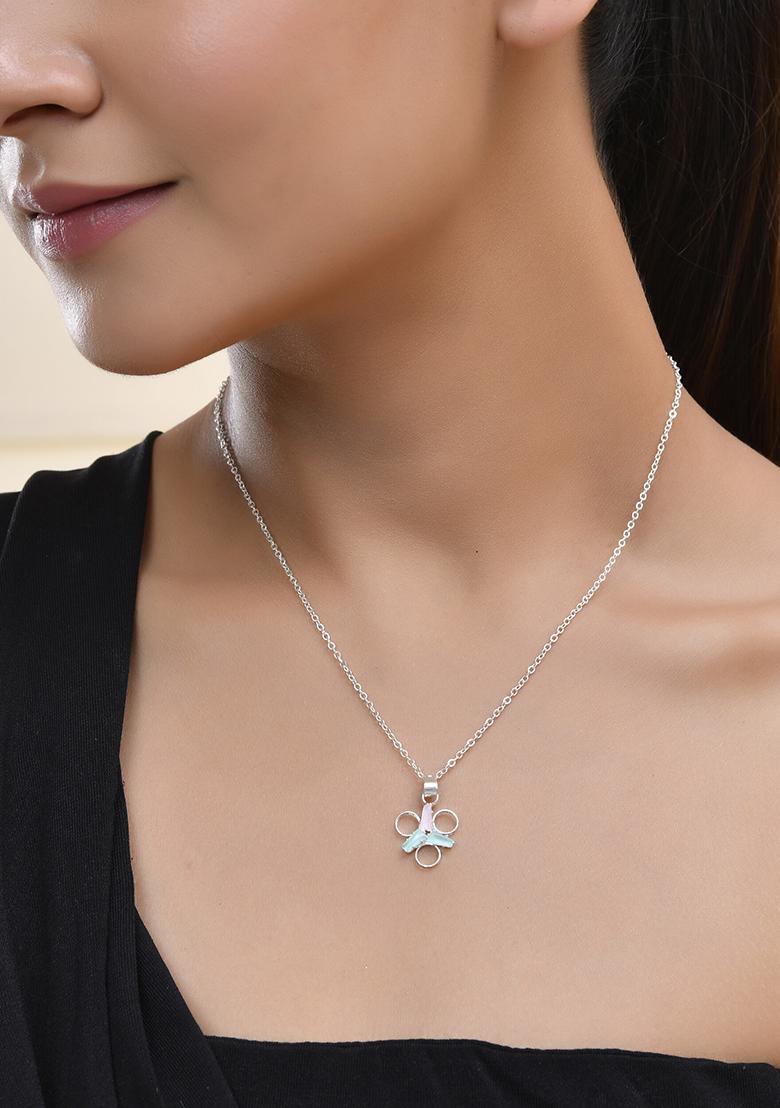 Elegant Silver Tone Butterfly Pendant Chain For Women And Girls