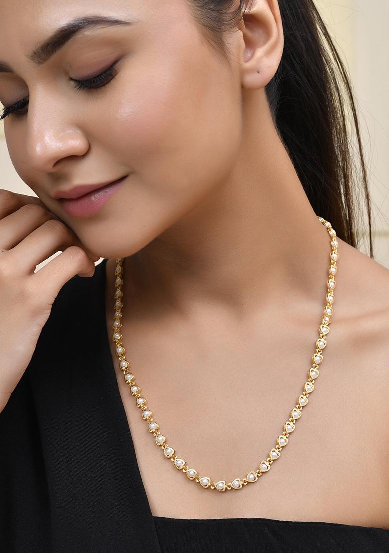 Elegant Gold Plated Pearl Chain For Women And Girls And Traditional Jewelry