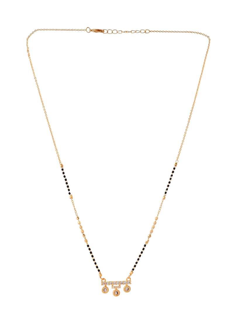 Sleek Crystal Drop Gold Plated Mangal Sutra - Indya