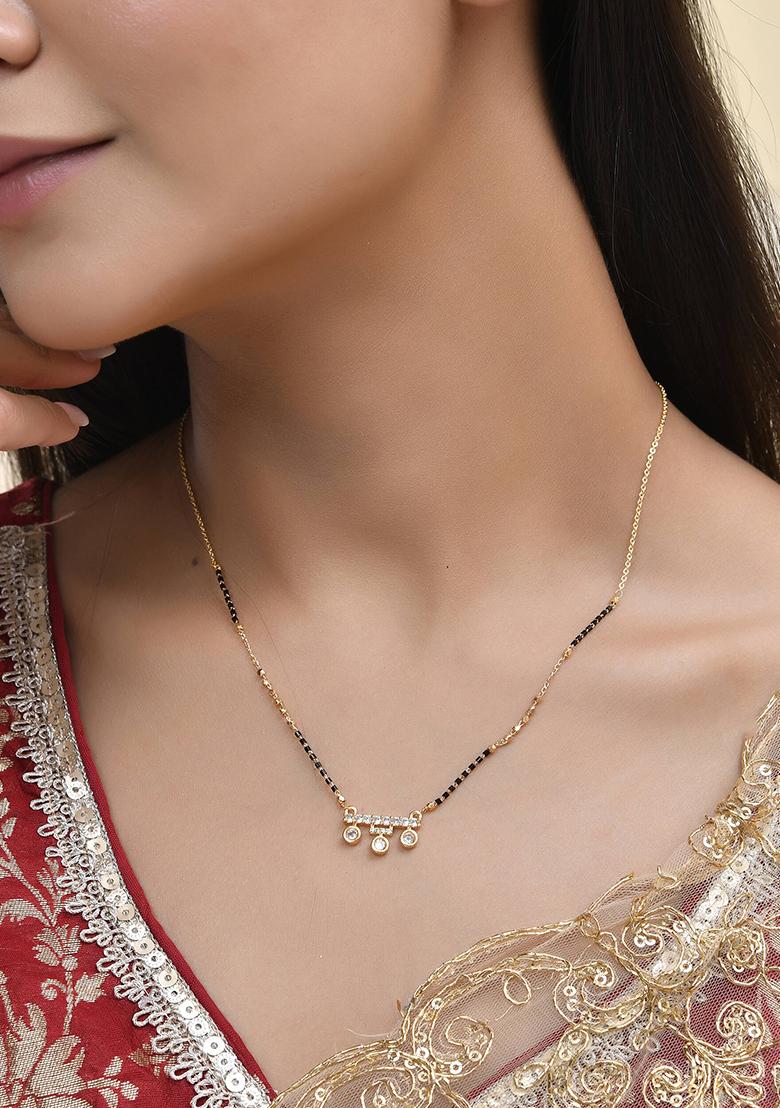 Sleek Crystal Drop Gold Plated Mangal Sutra