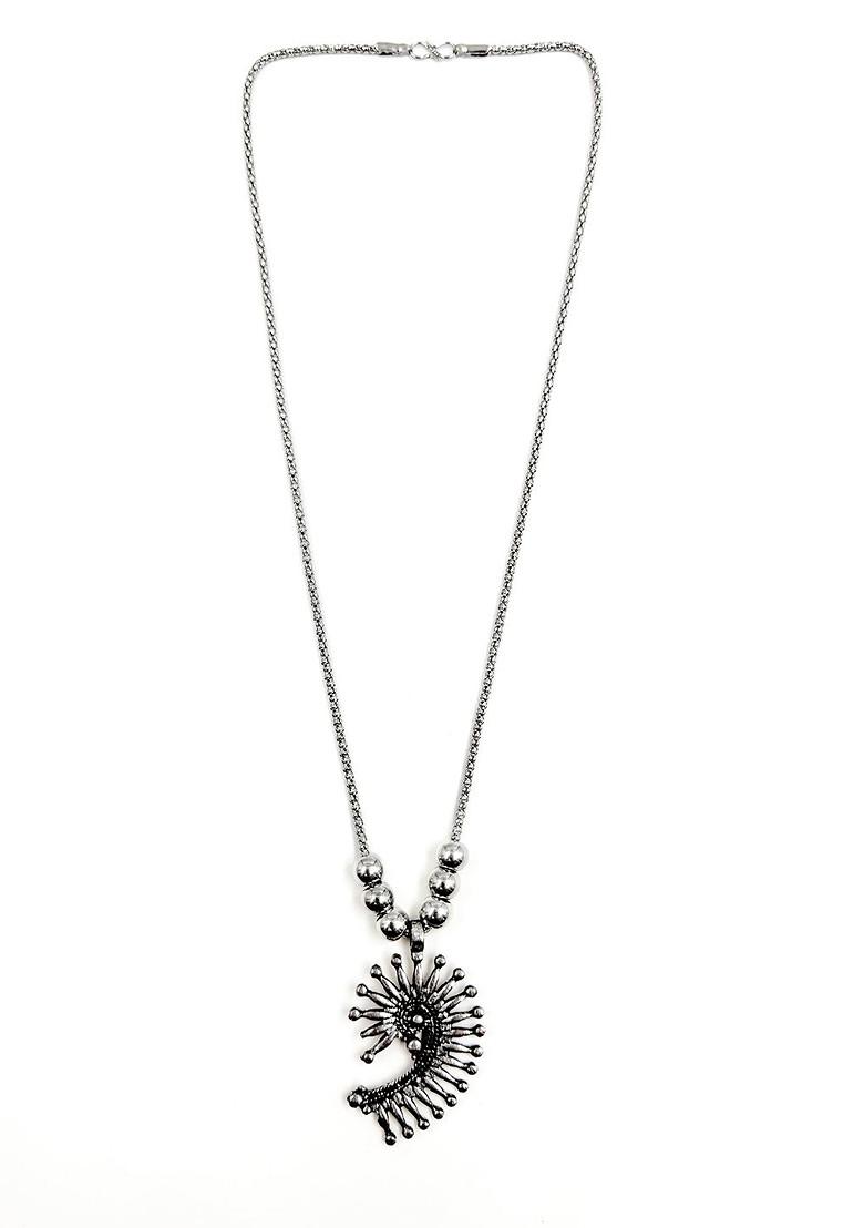 Silver Plated Quirky Oxidised Pendant With Chain