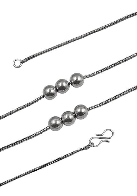 Silver Plated Oxidised And Beaded Necklace