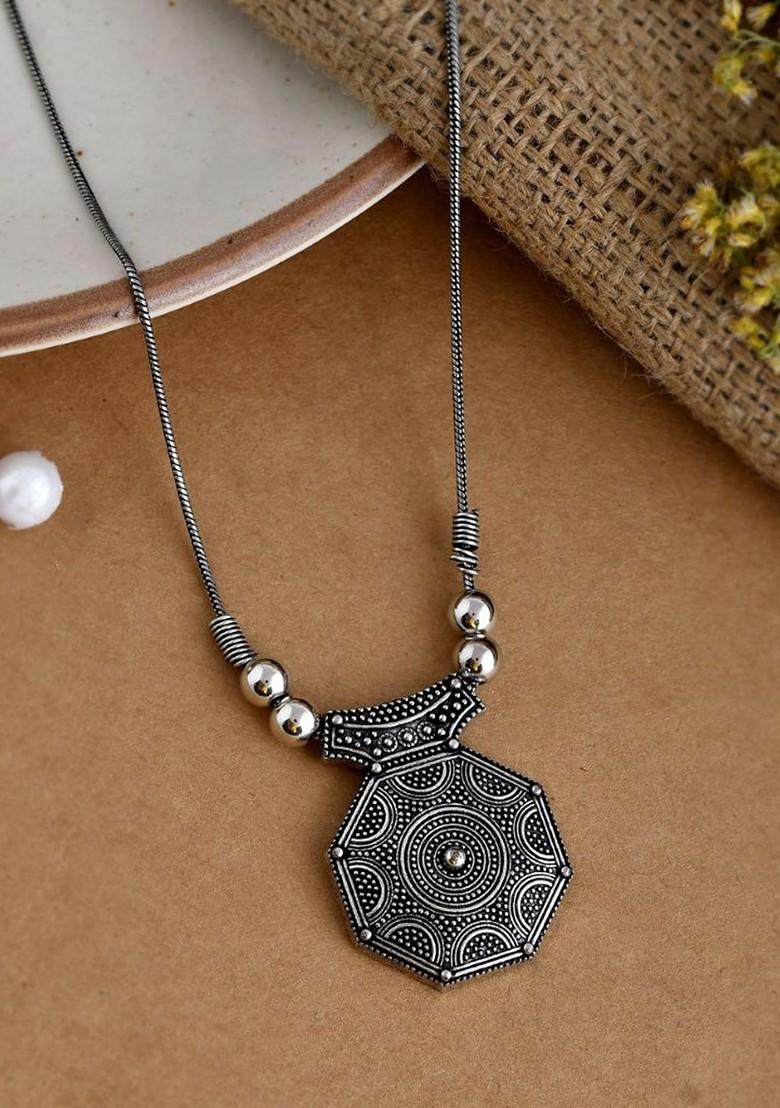 Silver Plated Oxidised Necklace
