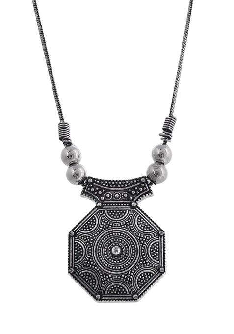 Silver Plated Oxidised Necklace