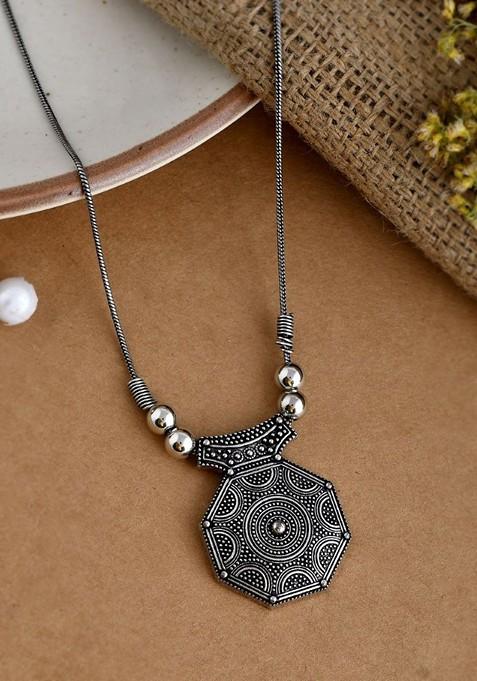 Silver Plated Oxidised Necklace