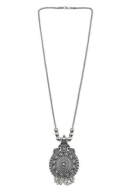 Silver Plated Oxidised Necklace