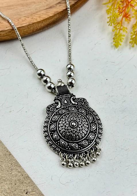 Silver Plated Oxidised Necklace