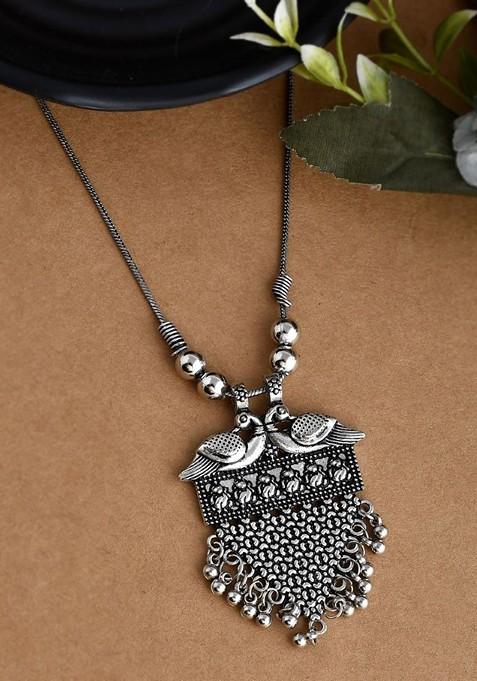 Silver Plated Oxidized Adjustable Necklace