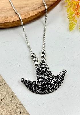 Silver Plated Oxidized Adjustable Necklace