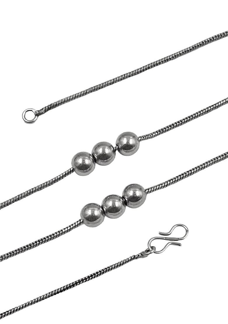 Silver Plated Oxidized Adjustable Necklace