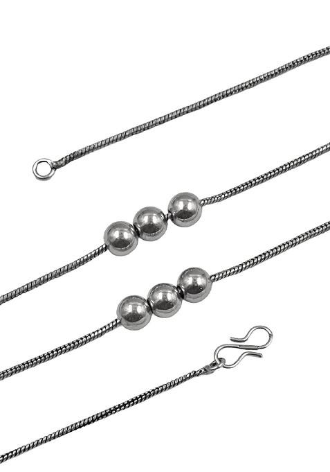 Silver Plated Oxidised And Beaded Necklace