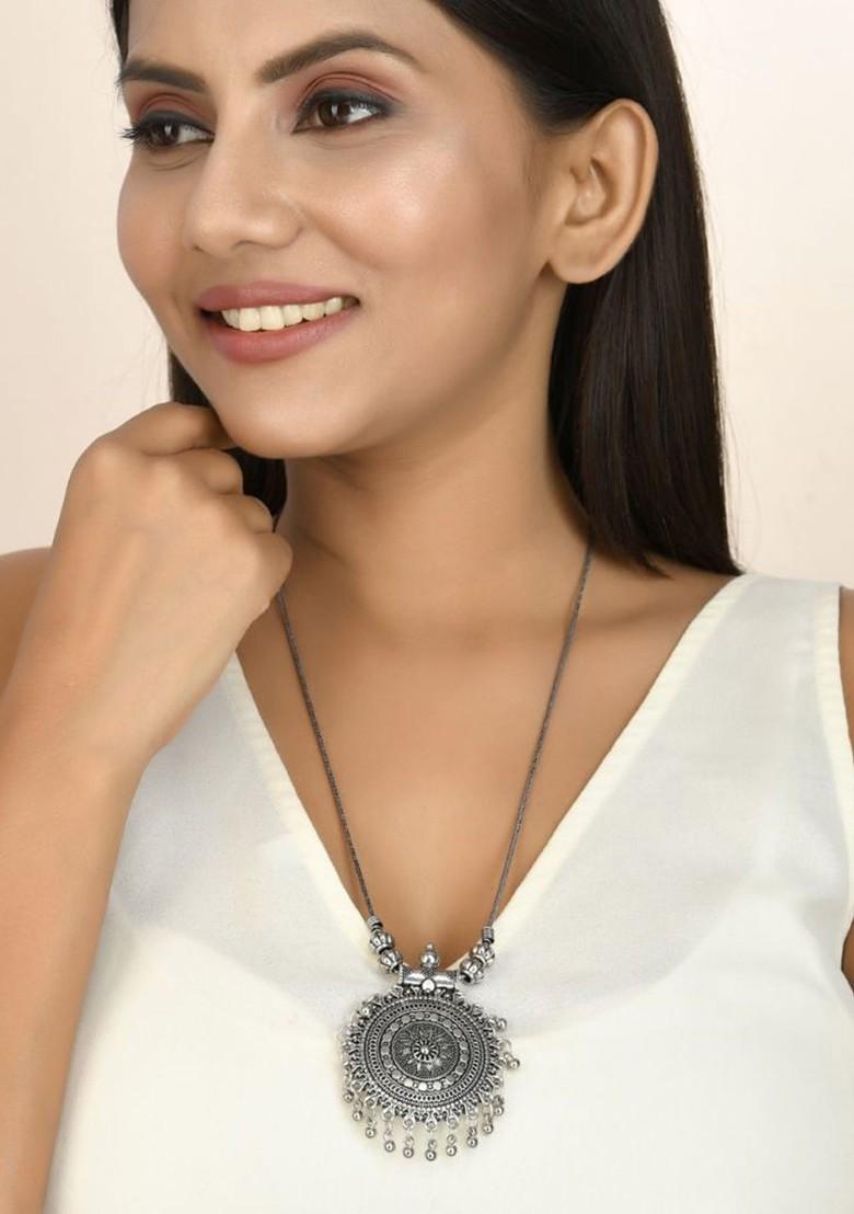 Silver Plated Oxidised Necklace