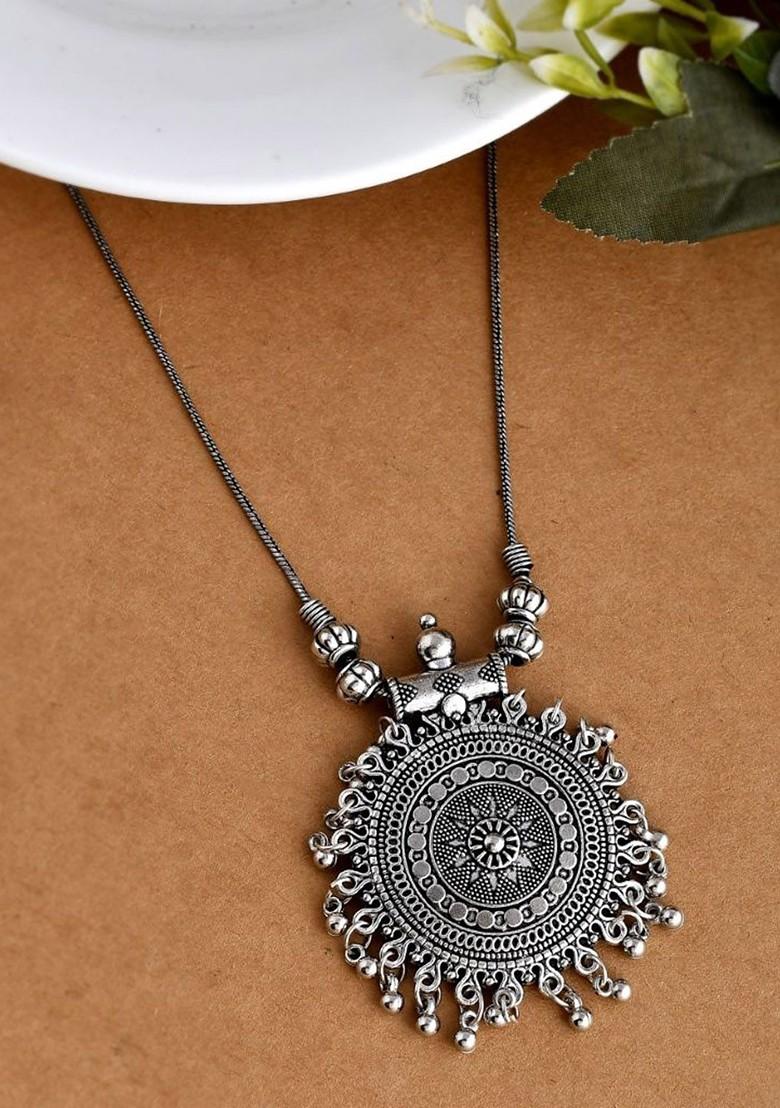 Silver Plated Oxidised Necklace