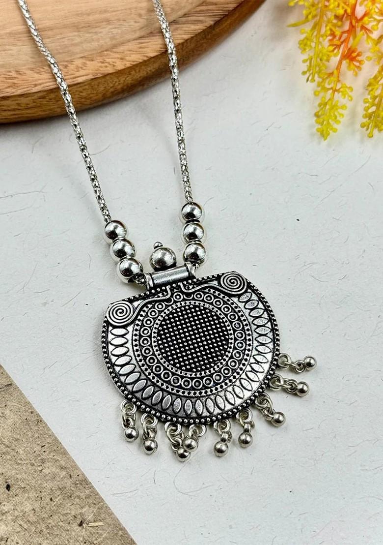 Silver Plated Oxidized Necklace