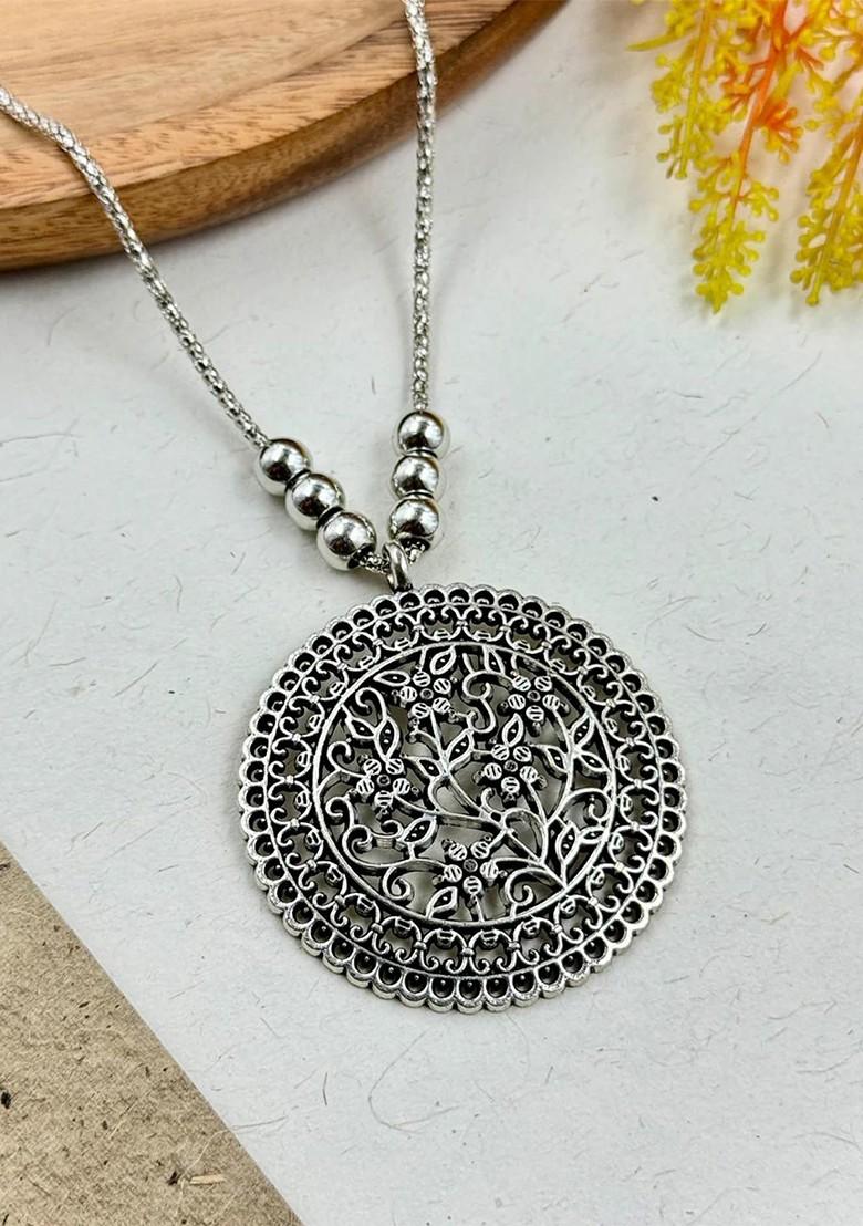 Silver Plated Oxidized Necklace