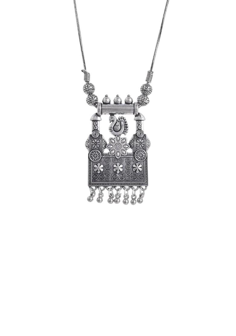 Silver Plated Oxidised Artificial Beaded Necklace