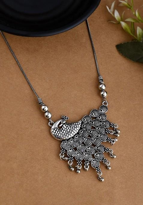 Silver Plated Oxidised Necklace