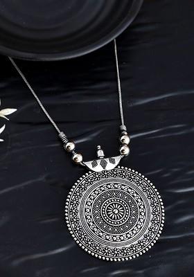 Silver Plated Oxidized Adjustable Necklace