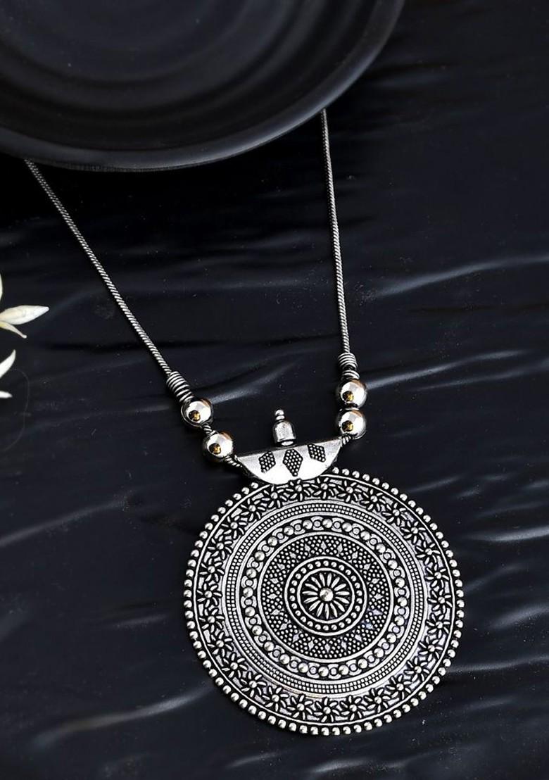 Silver Plated Oxidized Adjustable Necklace