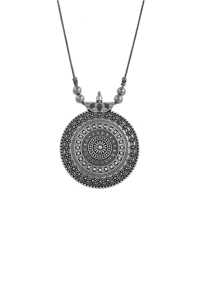 Silver Plated Oxidized Adjustable Necklace