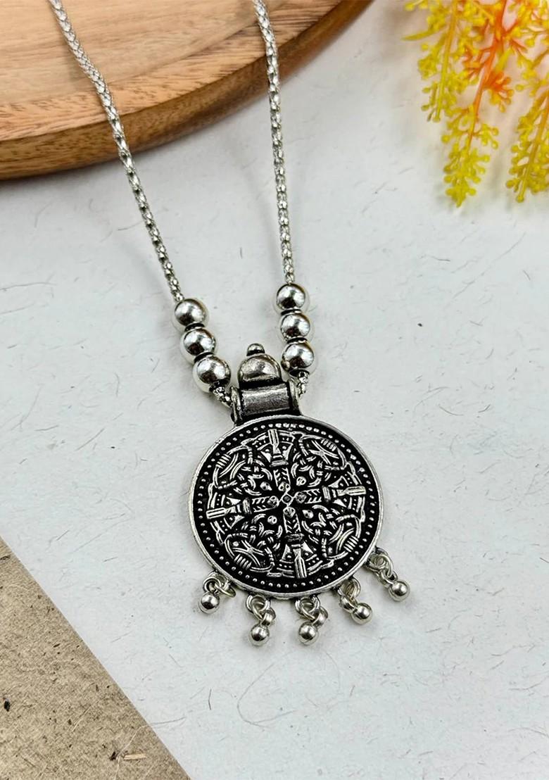 Silver Plated Oxidized Necklace
