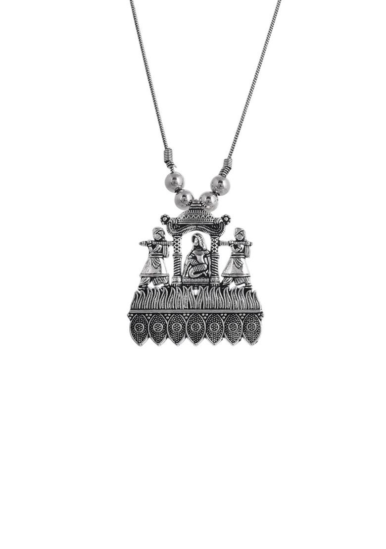 Silver Plated Oxidized Necklace