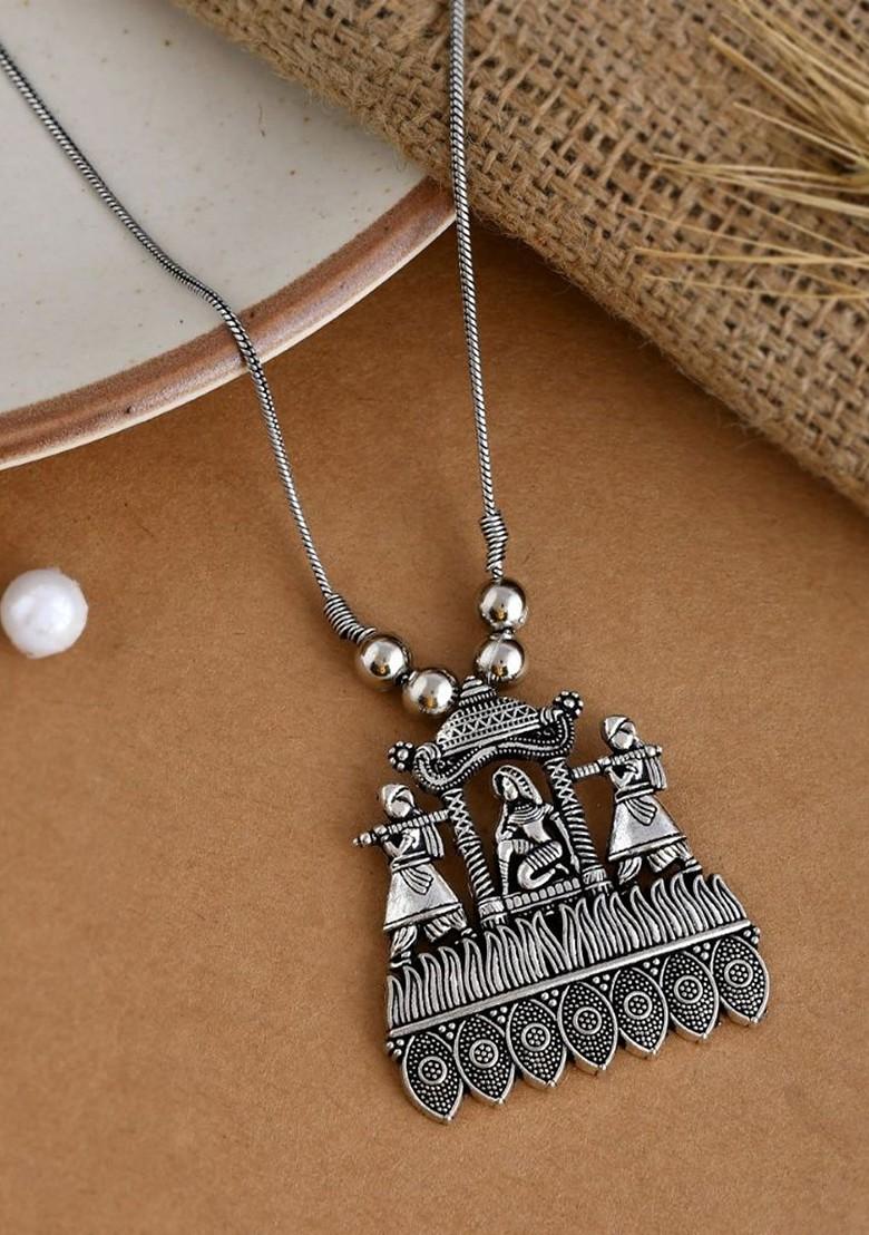 Silver Plated Oxidized Necklace