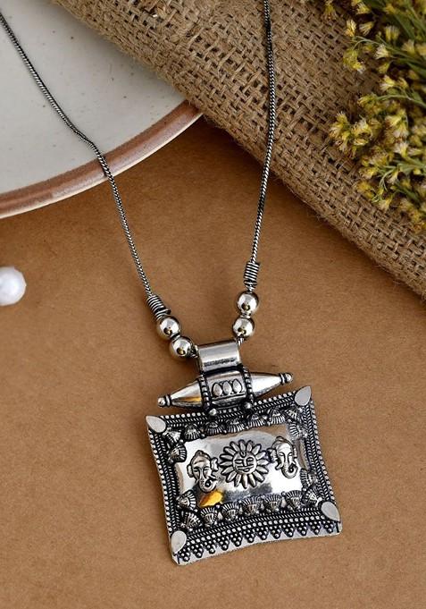 Silver Plated Oxidised Necklace