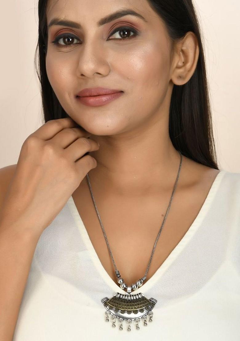 Silver Plated Oxidised Necklace