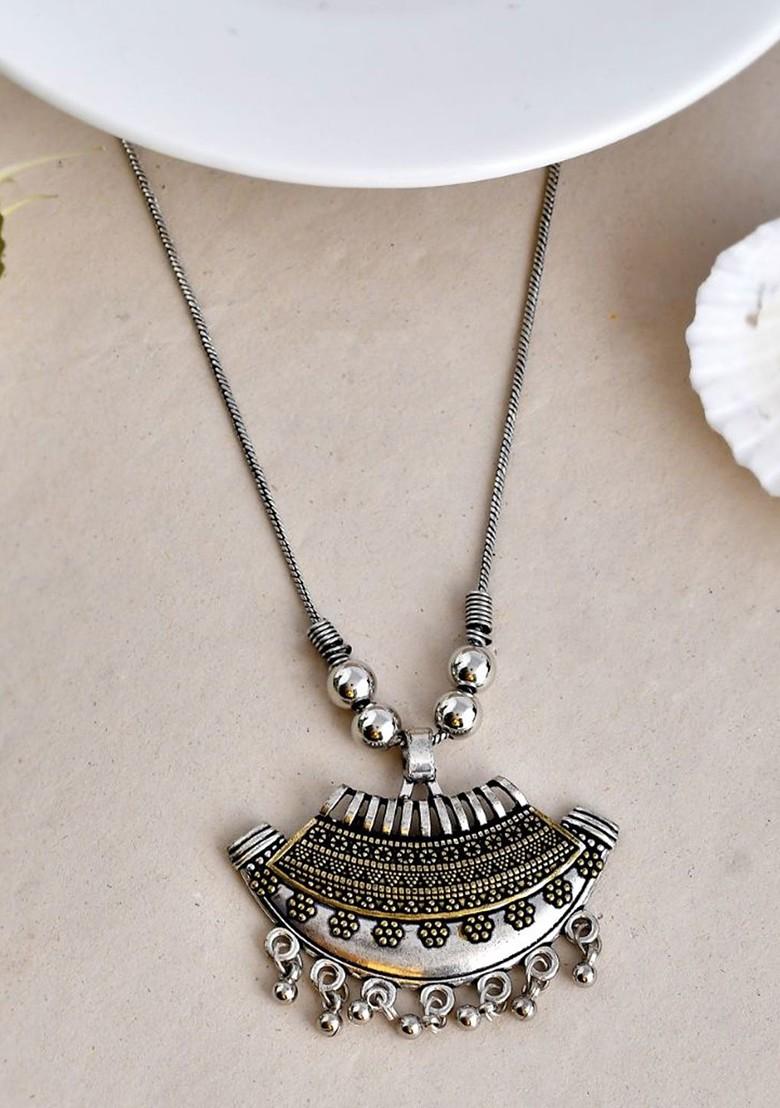 Silver Plated Oxidised Necklace