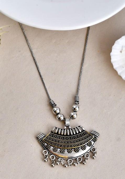 Silver Plated Oxidised Necklace