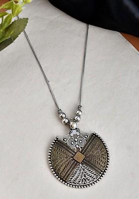 Gold And Silver Plated Oxidized Necklace