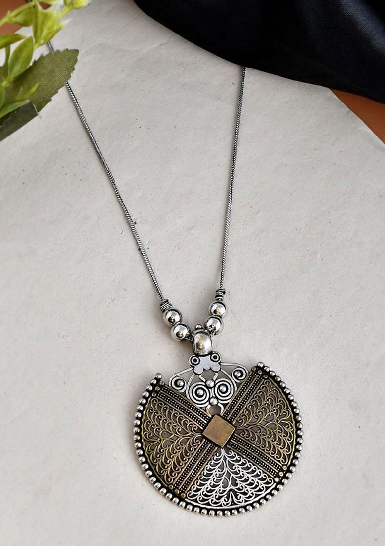 Gold And Silver Plated Oxidized Necklace