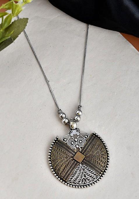 Gold And Silver Plated Oxidized Necklace
