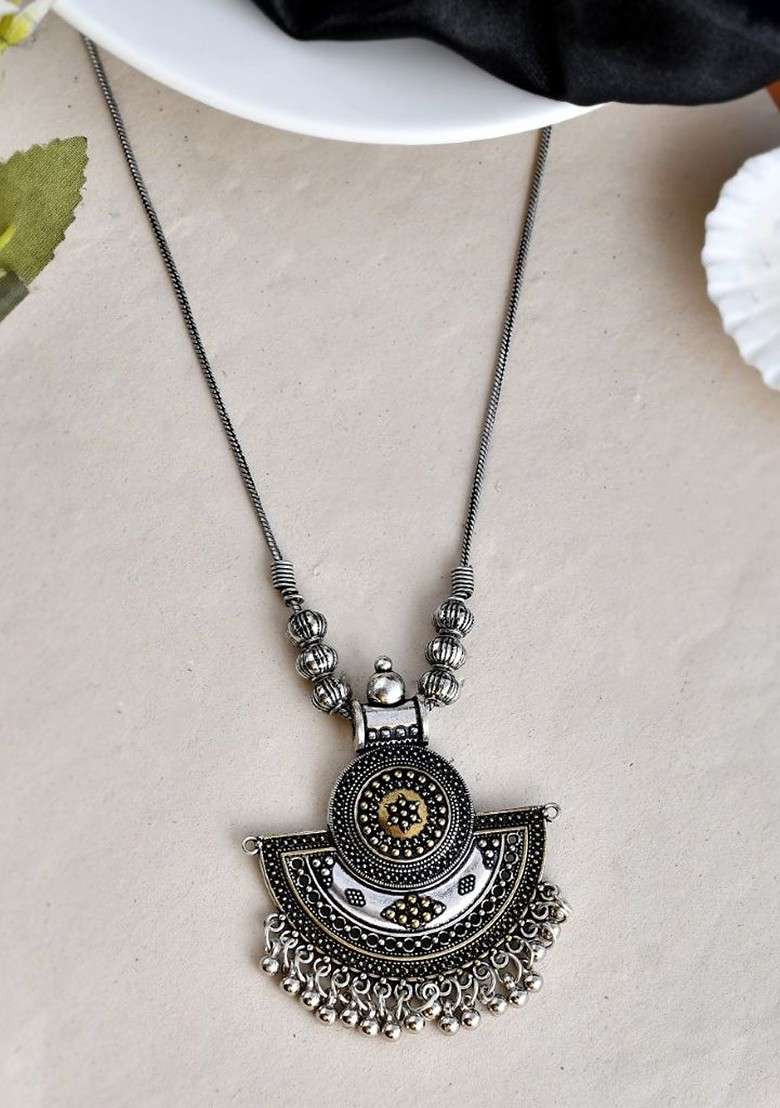 Minimal Oxidised Necklace - Indya