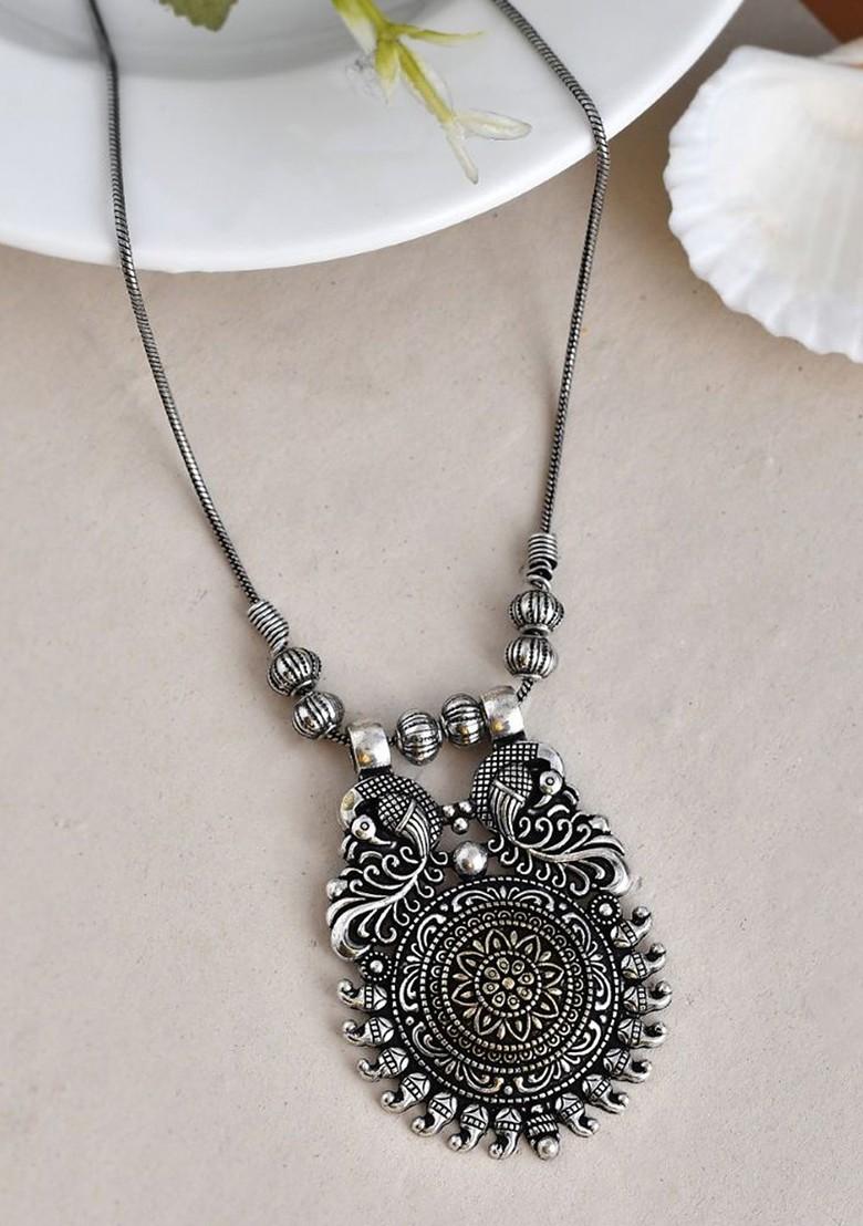 Silver Plated Oxidised Necklace