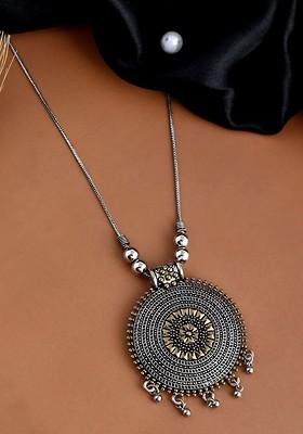 Gold And Silver Plated Oxidized Necklace