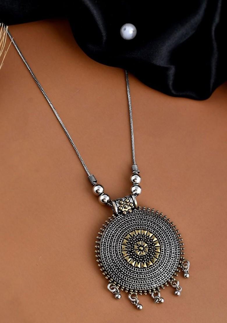 Gold And Silver Plated Oxidized Necklace