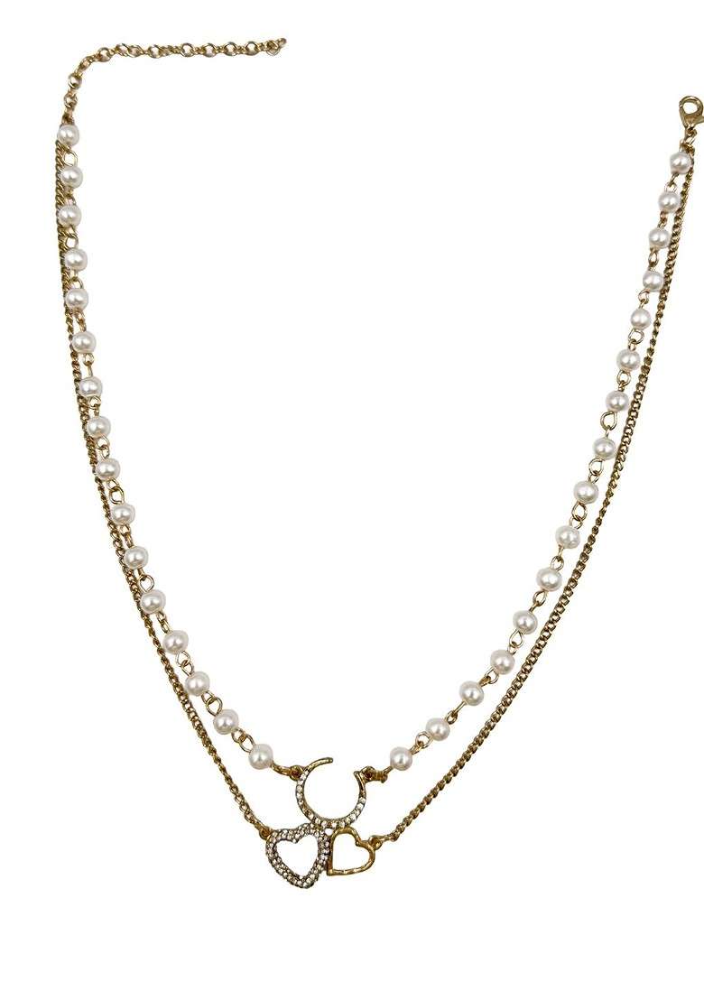 Brass Gold Plated Layered Necklace - Indya