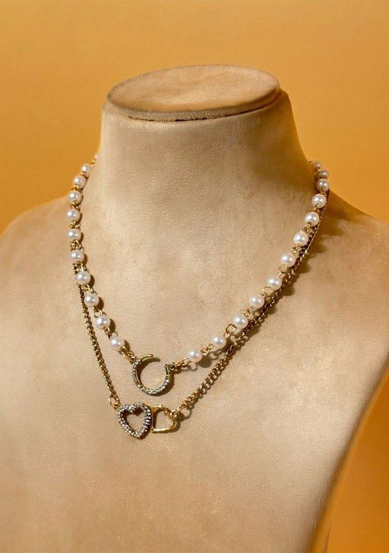 Brass Gold Plated Layered Necklace - Indya
