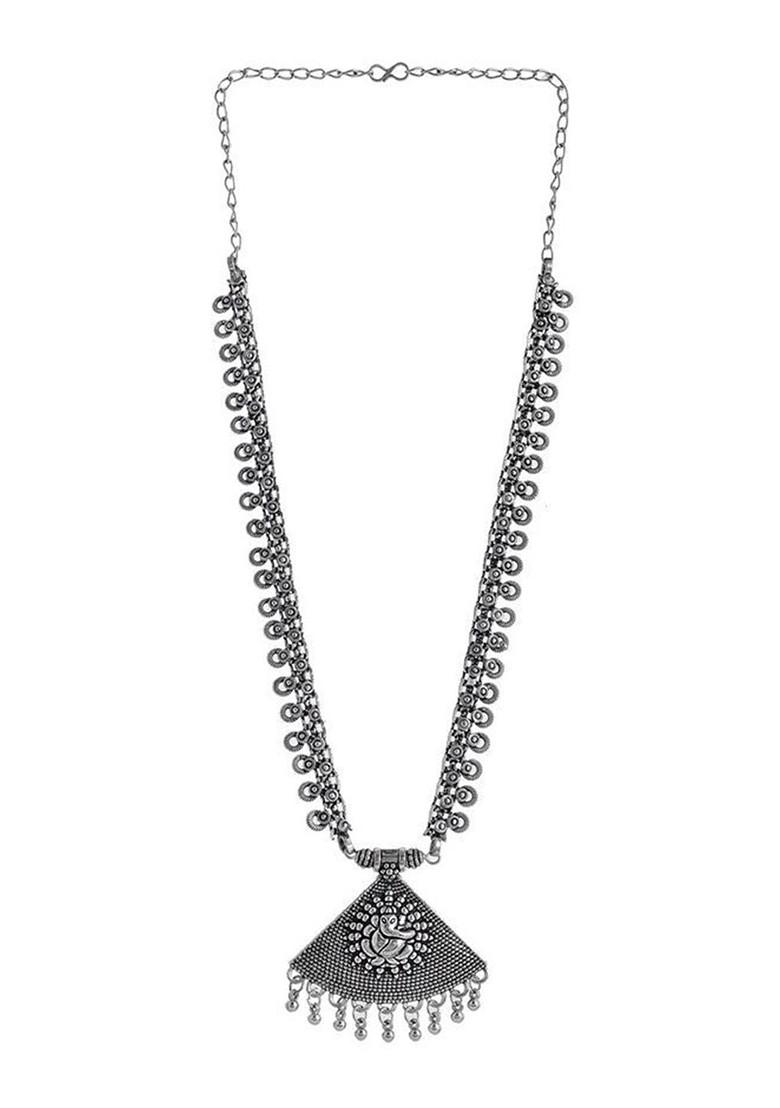 Silver Plated Oxidised Spring Necklace